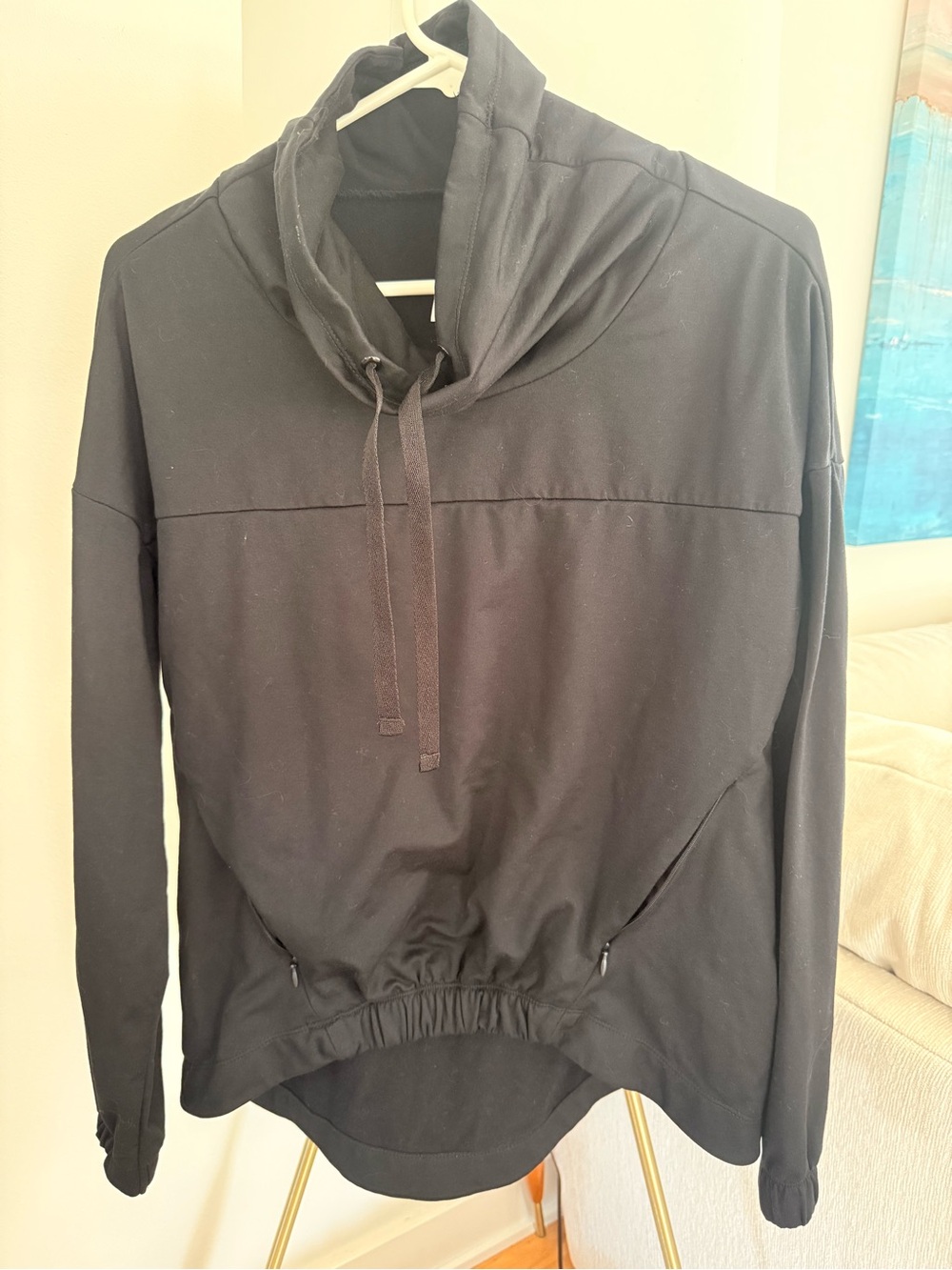 Fabletics Black Hooded Pullover Sweatshirt